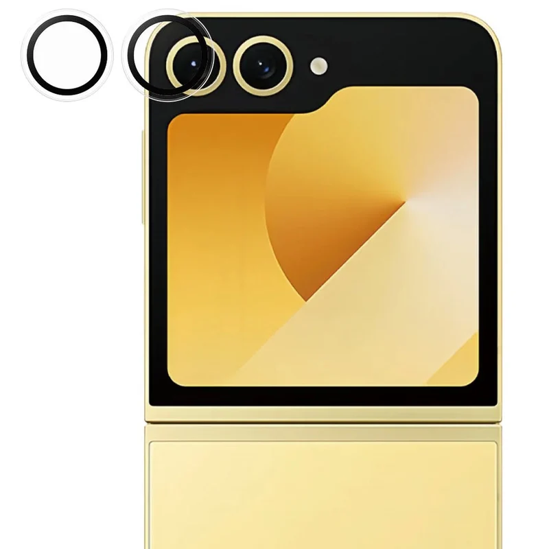 Gehärtetes Glas mit Applikator für Galaxy Z Flip7 FE, PanzerGlass Hoops Camera, Transparent mit schwarzen Rahmen