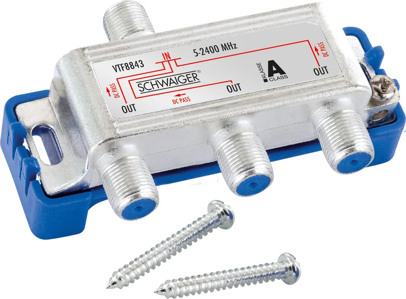 Verteiler 3-fach für SAT-, Antennen- und Kabelanlagen 8 dB