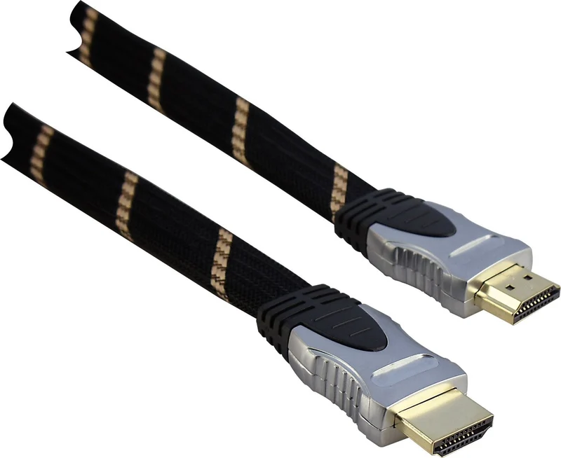 HDMI®-Kabel mit Ethernet Nylon 18 Gbit/s schwarz/silber/gold 3/5 m