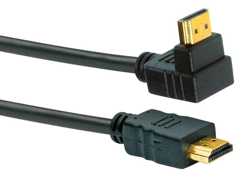 HDMI®-Kabel gewinkelt mit Ethernet 18 Gbits/s schwarz/gold 1,3 m
