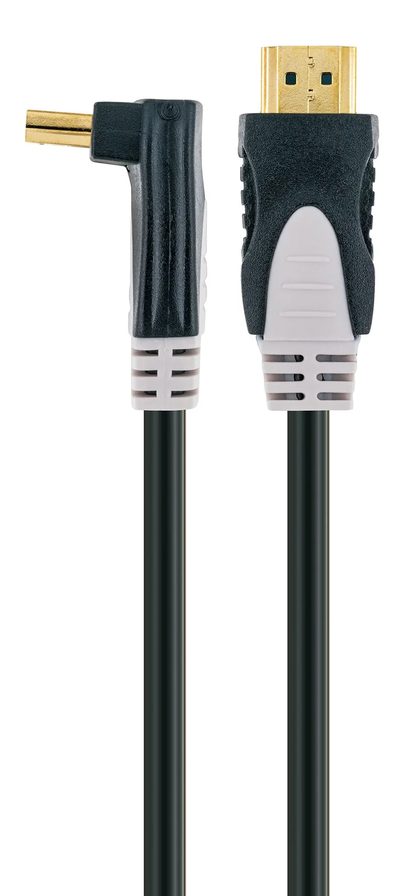 HDMI®-Kabel gewinkelt mit Ethernet 18 Gbits/s grau/schwarz 1,5/3 m