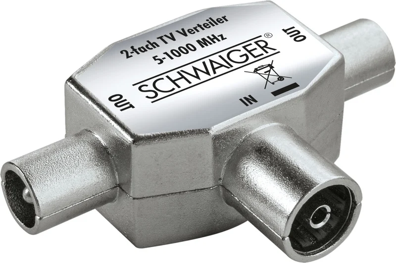 Aufsteckverteiler TV 2-fach für Antennen- und Kabelanlagen 5 dB