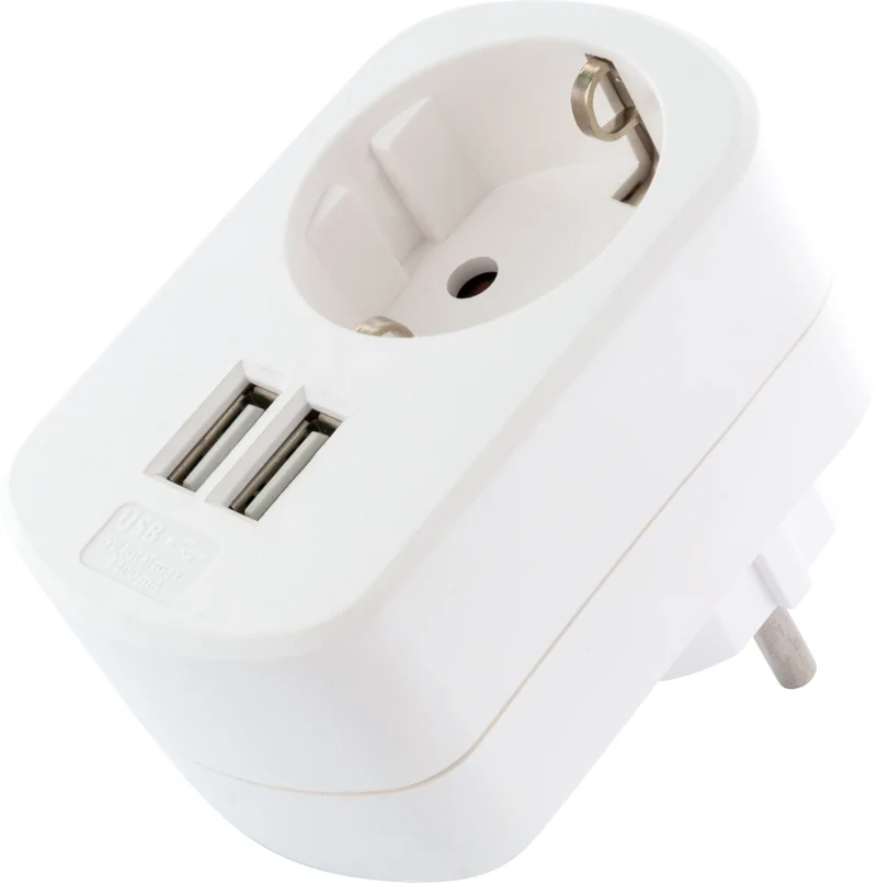 Ladegerät mit Steckdose + 2x USB-A