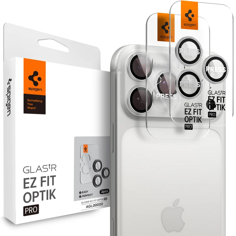 Glas für die Kamera für iPhone 17 Pro Max - 14 Pro, Spigen Glas.tR Ez Fit Optik Pro 2-Pack, Schwarz-Silbern