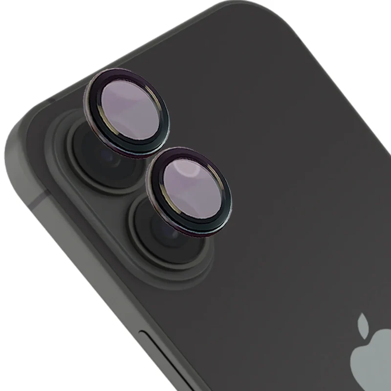 Glas für die Kamera mit Applikator für iPhone 17, Bizon Glass Snap Lens, 1 Set, Schwarz Rahmen