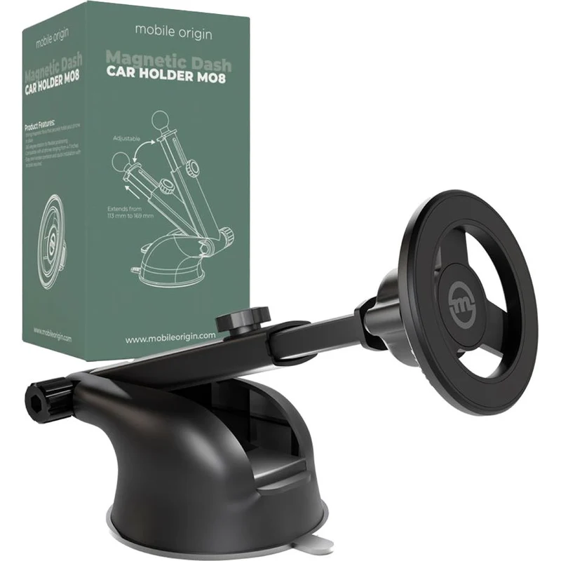 Magnetische Autohalterung für Windschutzscheibe / Armaturenbrett mit MagSafe, Mobile Origin MO8, Schwarz