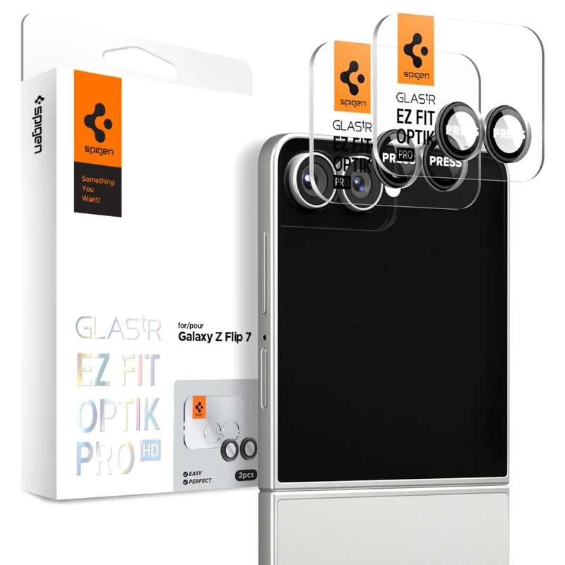 Glas für die Kamera für Galaxy Z Flip8 / Flip7, Spigen Glas.tR EZ Fit Optik Pro 2-Pack, Schwarz