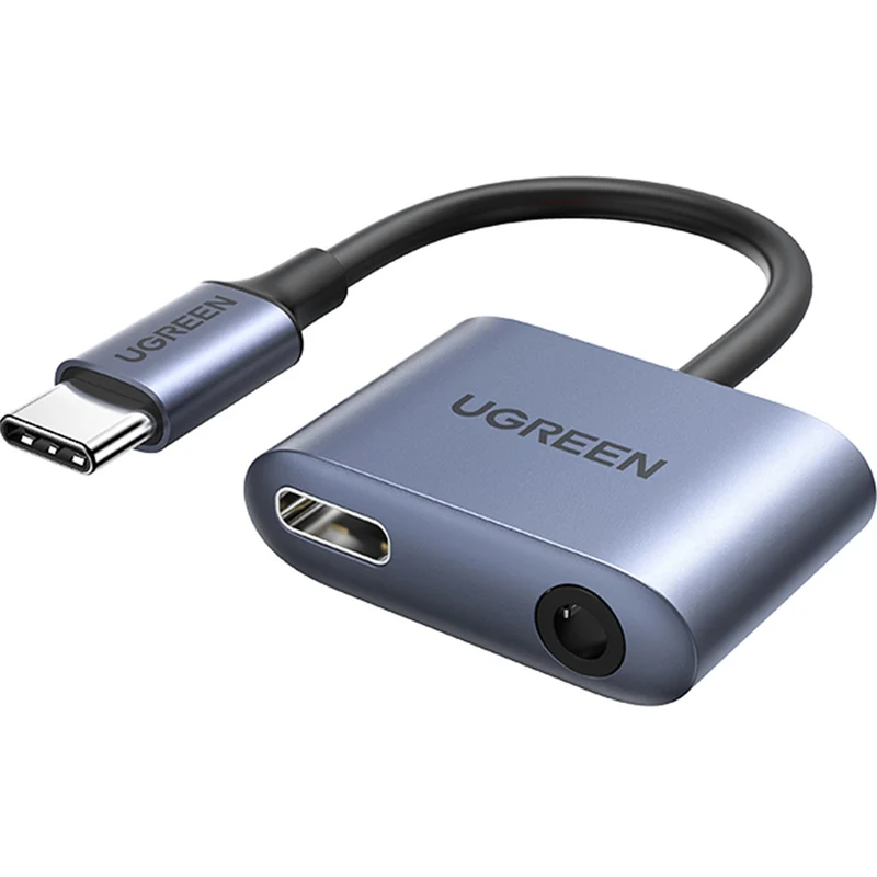 Adapter USB-C - USB-C / mini jack 3.5mm, DAC, PD, QC 30W, Ugreen CM231, Grau