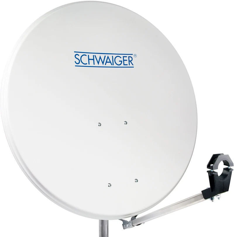 Aluminium Satellitenschüssel mit vormontiertem LNB-Tragarm 80 cm Hellgrau/Rot/Anthrazit