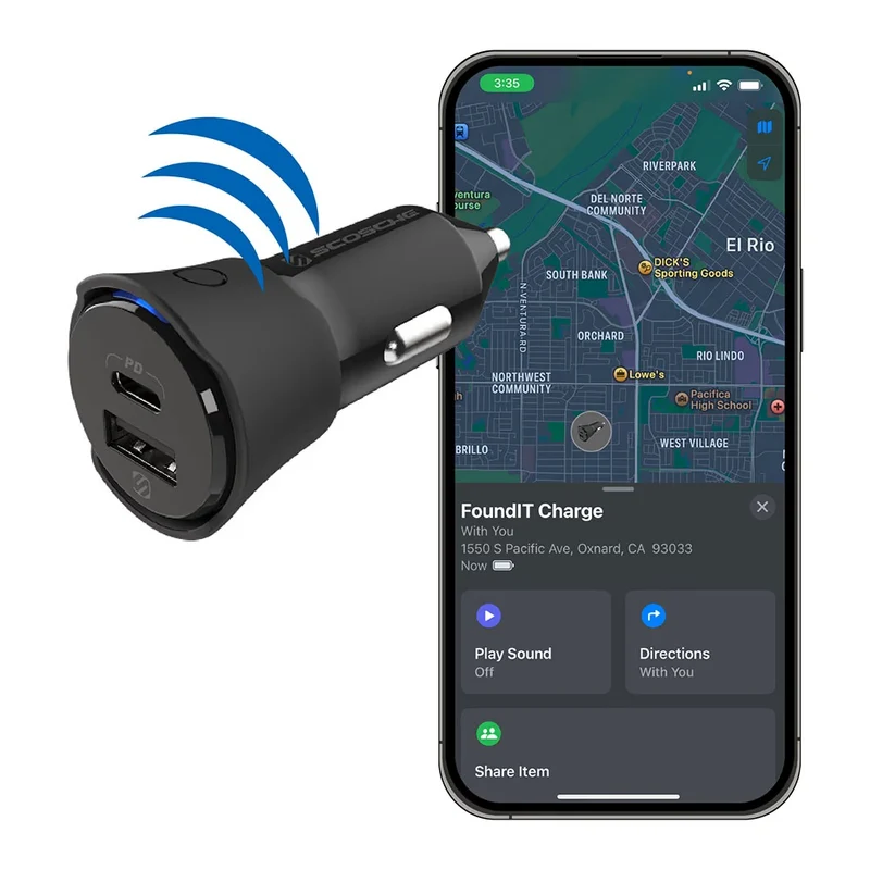 FoundIT™ 32W Dual USB Car Charger & Geo Locator