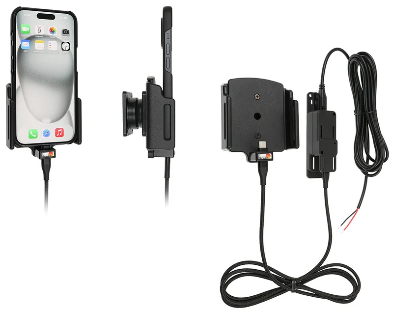 Hard-Wired Adjustable Charging Holder for iPhone 18 Pro, 17/17 Pro, 16/16 Pro (with Rugged Cases)