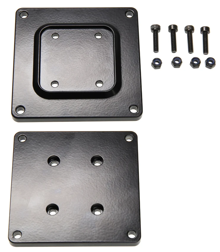 Montageplatte 215748 Schirmbefestigung für Vesa 75 mm, aus Aluminium. Mit vorgebohrten AMPS-Löchern für die Montage von Brodit Halterungen. 4 Schrauben und Mutter eingeschlossen.