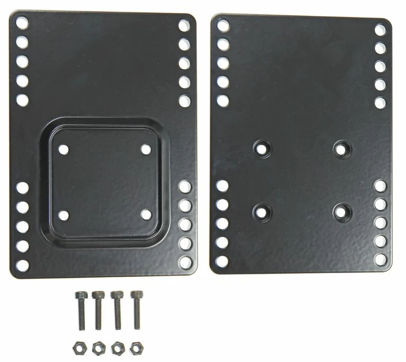 Montageplatte 215753 Schirmbefestigung für Vesa 75 mm, aus Aluminium. Mit vorgebohrten Vesa-Löchern 5 Mal + AMPS-Löchern für die Montage von Brodit Halterungen. 4 Schrauben und Mutter eingeschlossen.
