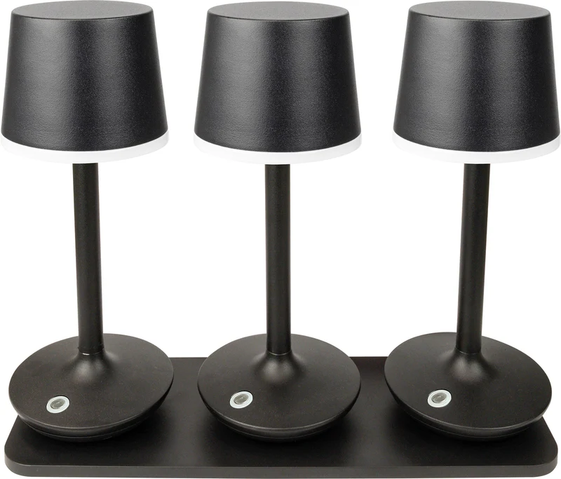 Tischleuchte 3er Set mit Ladeplatte