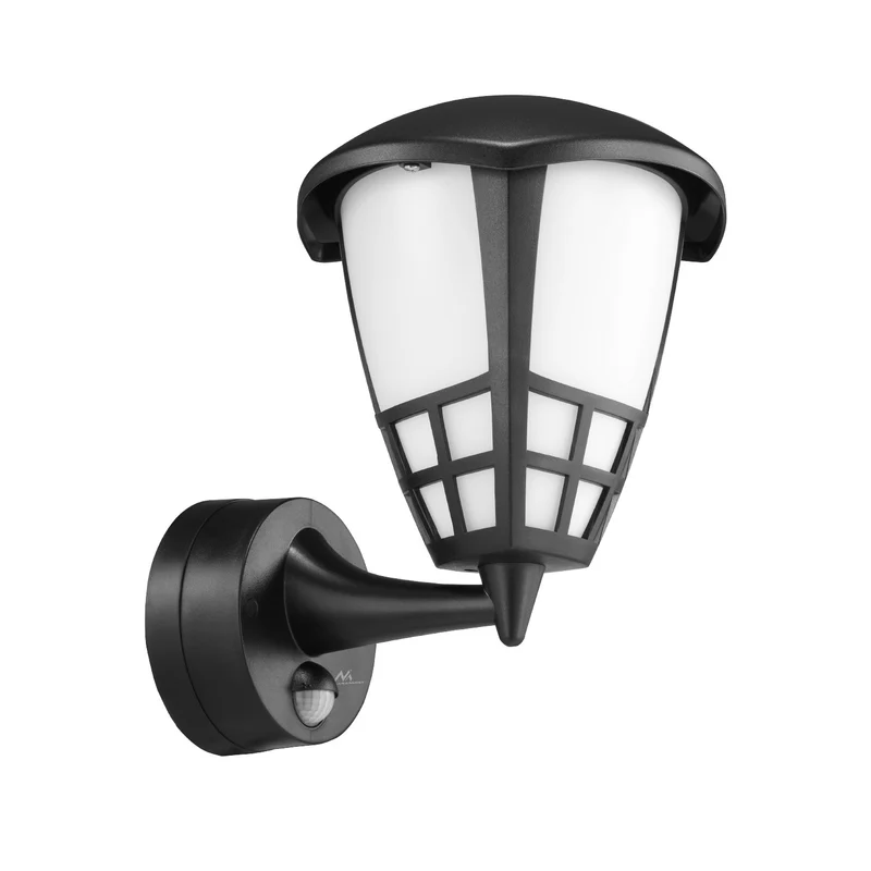 Wandleuchte 1xE27 mit Sensor Maclean, Infrarotsensor, max. Belastung 60W, IP65, schwarz, MCE518 B + LED-Glühbirne E27, 6W 230V Maclean Energy MCE284 WW warmweiß 3000Klm 720lm retro edison dekorativ