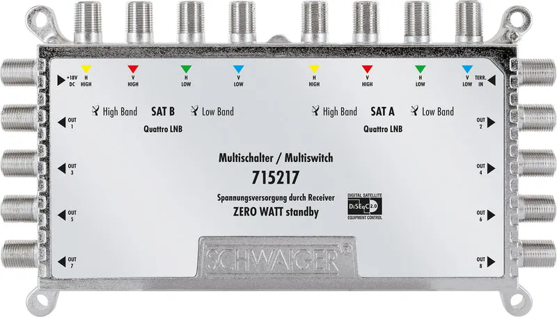 SAT Multischalter 9/8 mit Netzteil