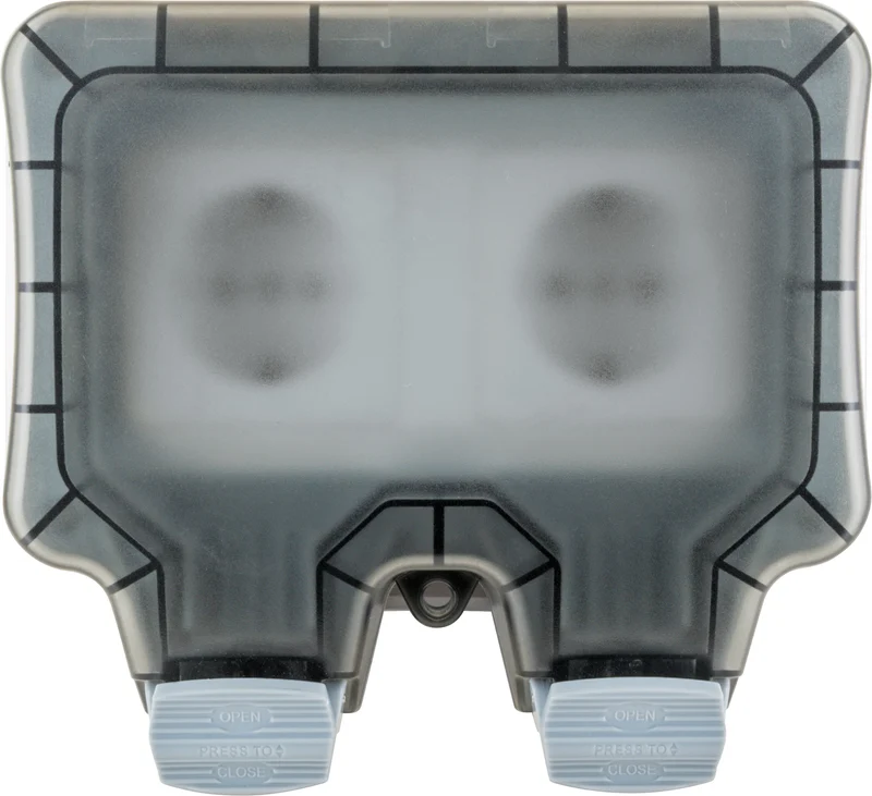 Außensteckdose für Winkelstecker 2-fach
