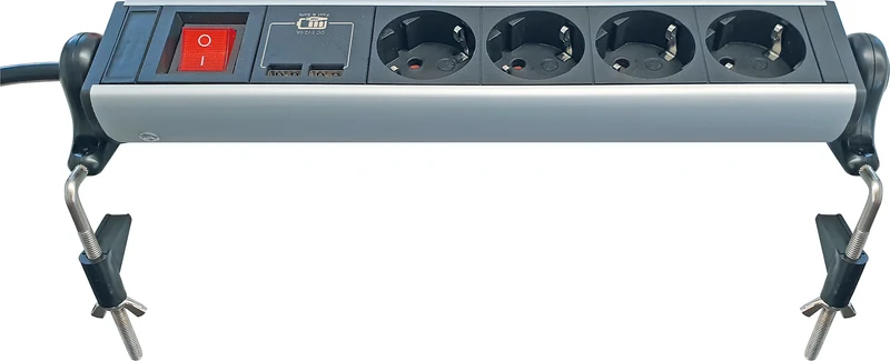 Steckdosenleiste mit Tischbefestigung 4-fach 2 USB-A Slots