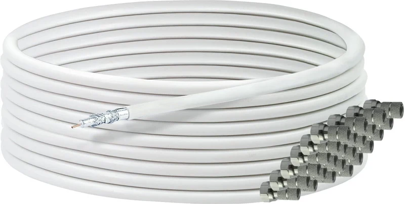 Koaxialkabel 50 m mit F-Steckern 135 dB