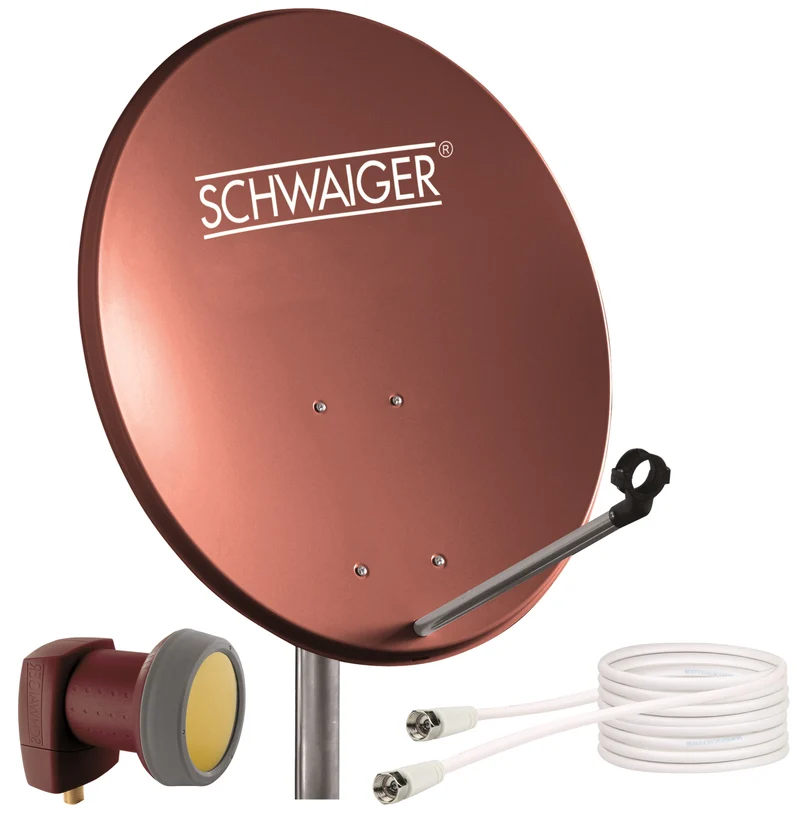 Stahl Satellitenschüssel Set 60 cm ziegelrot