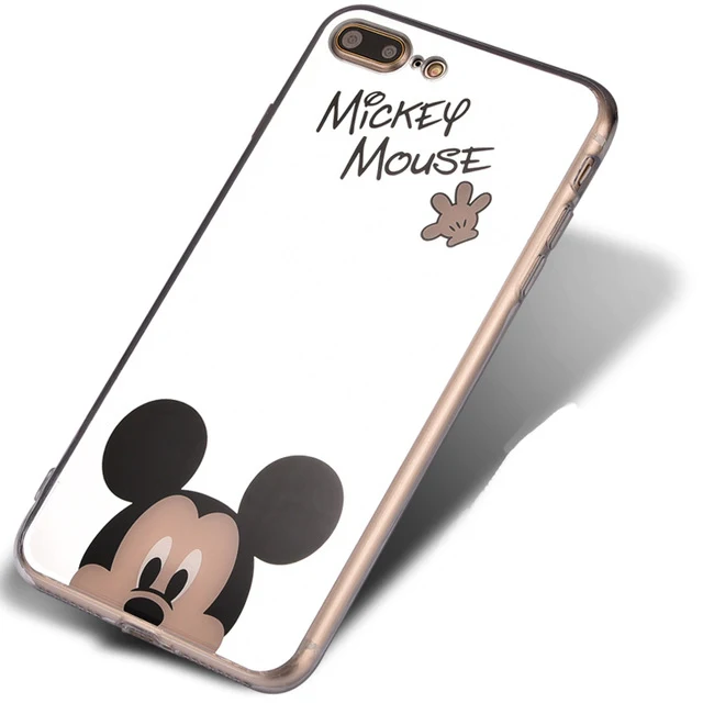 JAMULAR Cartoon Mickey Mouse Mirror Phone Cases for iPhone 6 6s Plus SE 5S Silicone Soft Back Cover for iPhone 7 8 Plus X Case