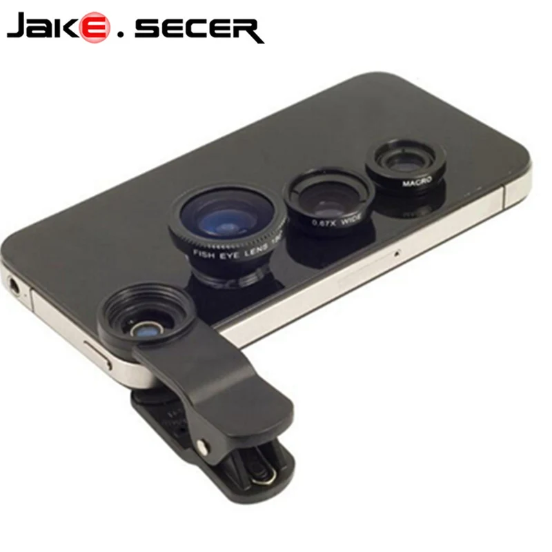 Fisheye Lens 3 in 1 mobile phone lenses fish eye +wide angle +macro camera lens for iphone 7 6s plus 5s/5 xiaomi huawei samsung