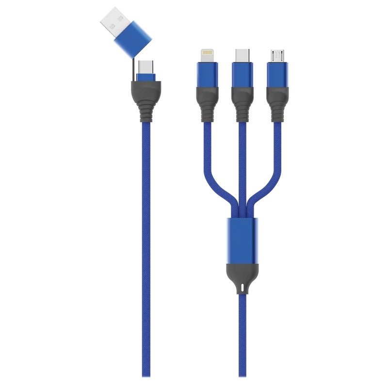 All in One USB Ladekabel - USB A / USB Type-C auf Micro-USB / 8-Pin (Lightning) / USB Type-C - 120 cm - diverse Farben (auf Kartonkarte)