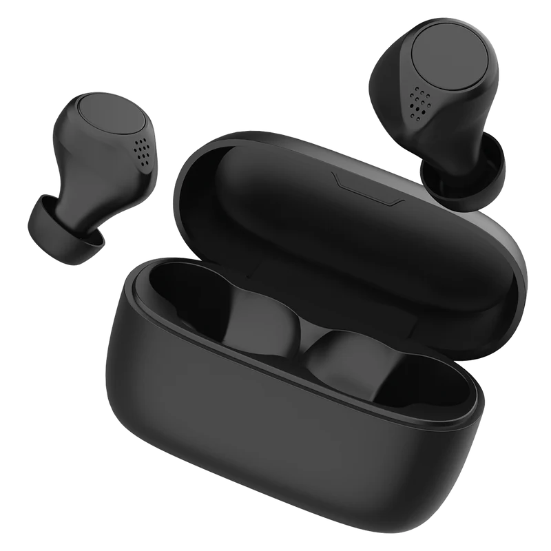 Bluetooth Headset "TWIN BT" - inkl. 3 Paar Ohrstöpsel - Ladebox - Touch-Steuerung - schwarz