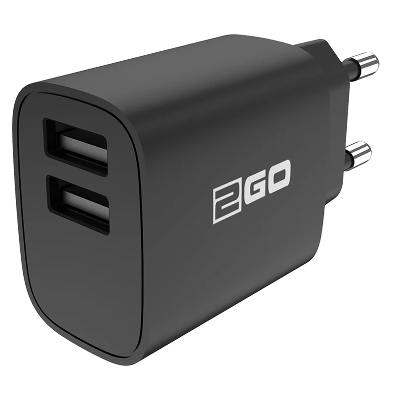Netz-Ladegerät 100 V - 240 V - 2 x USB A - 10 W - 2000 mA - schwarz