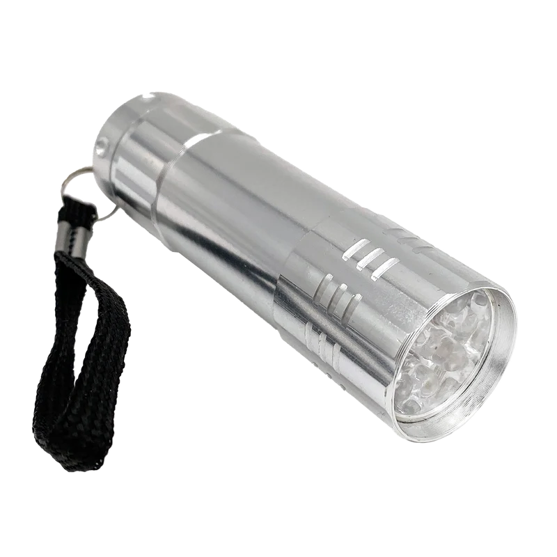 LED Taschenlampe "Mini 1" - 50 Lumen - nur 32 g - 9 weiße LEDs - silber