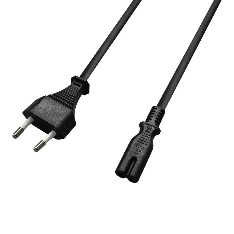 Euro-Netzkabel 2-polig – C7 auf Euro-Stecker - 10A - 2400W - 200cm - schwarz