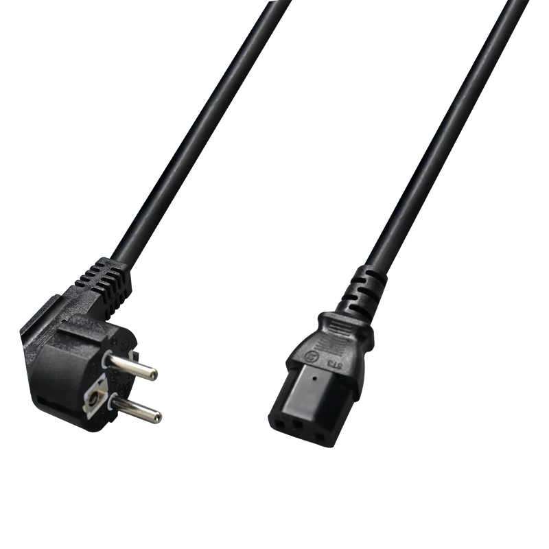 Kaltgeräte-Netzkabel - C13-Stecker auf Schuko-Stecker - 10A - 2500W - 200cm - schwarz
