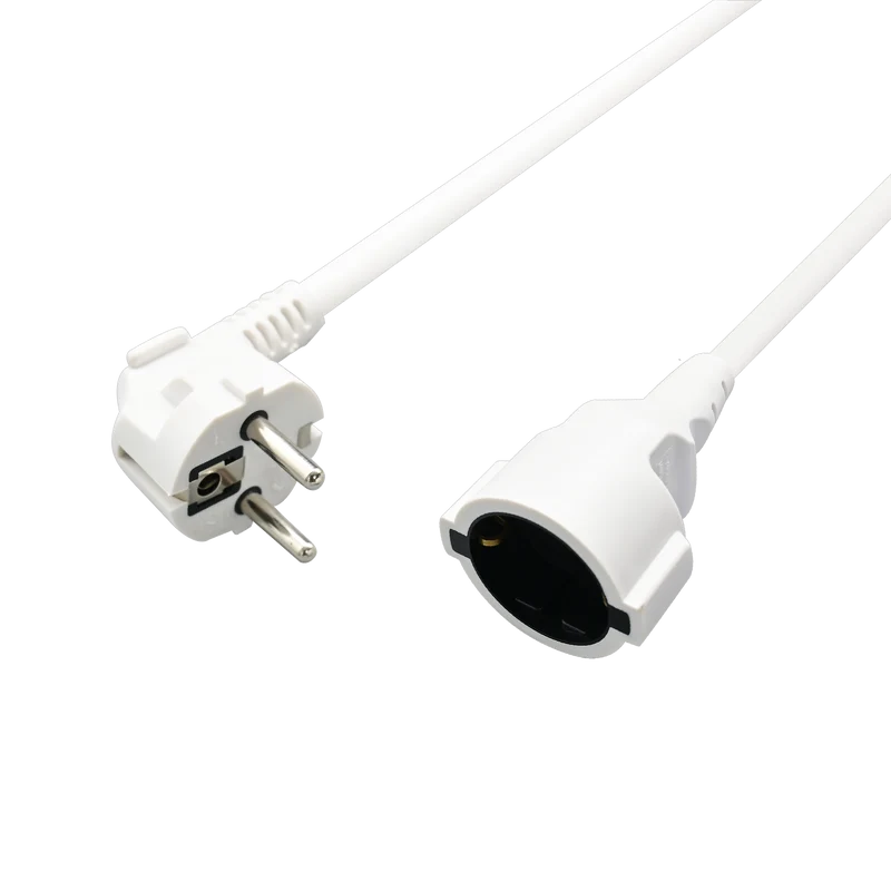 Schuko-Verlängerung mit Winkelstecker – 16A - 3680W - 500cm - weiß