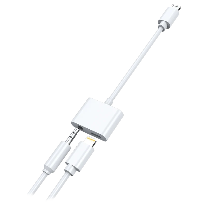 2 in 1 Audio- und Lade-Adapter - Lightning Stecker Lightning- & Klinkenbuchse - 10 cm