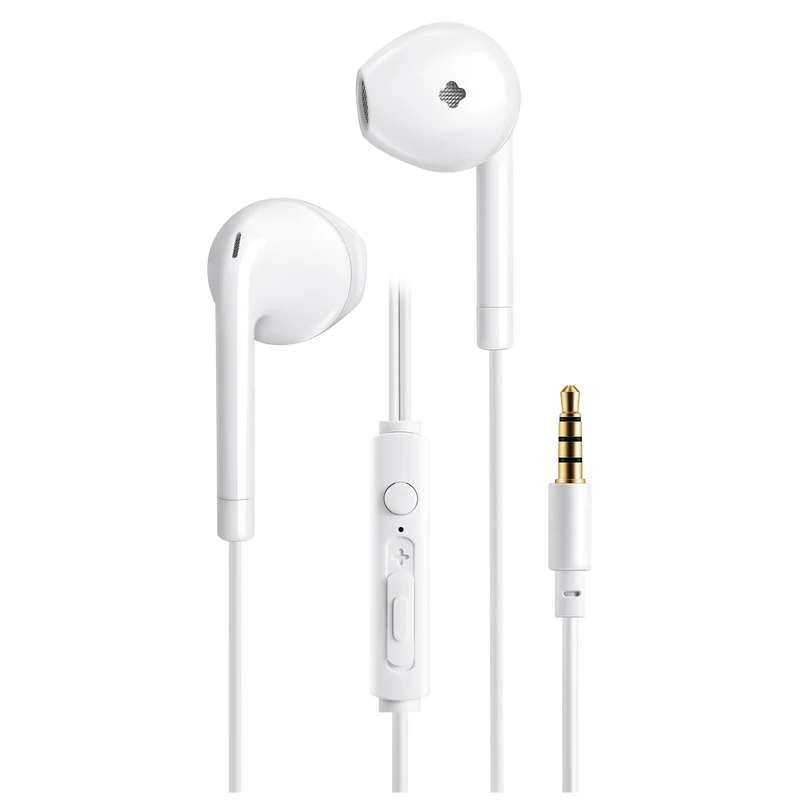 In-Ear Stereo-Headset "Comfort" - Rufannahme - Lautstärkeregelung - Klinkenstecker - weiß