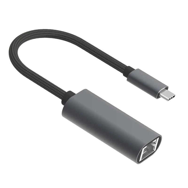 Adapter USB Type-C auf LAN RJ45 - Aluminium-Gehäuse - bis zu 1000 MBps Datenübertragung - schwarz / silber