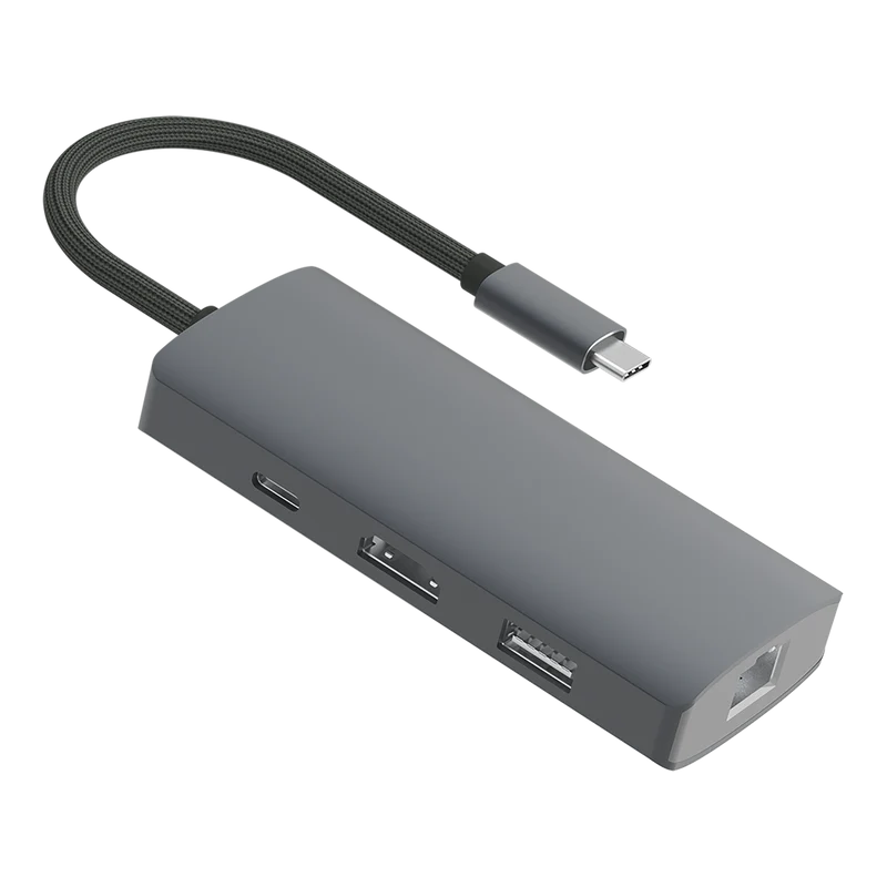 6-in-1 USB Type-C Hub - Laden bis 100 W - Datenübertragung bis zu 5 GBps - silber / schwarz