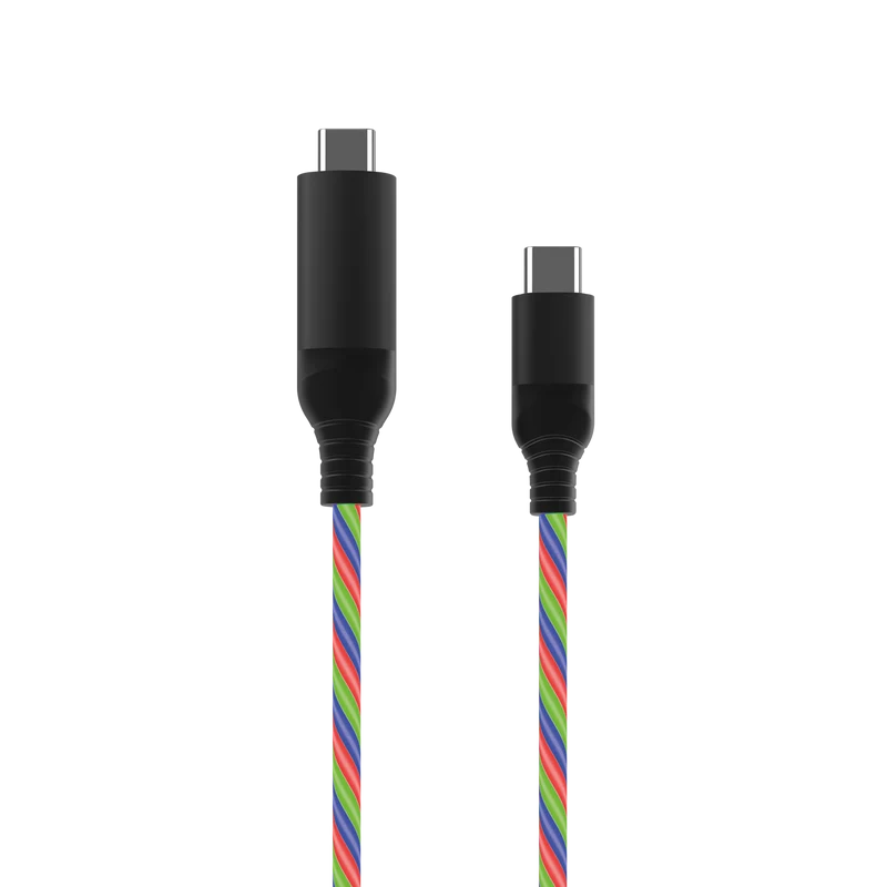 USB Datenkabel "Tricolor" - USB Type-C auf USB Type-C - 100 cm - mit dreifarbiger LED-Beleuchtung