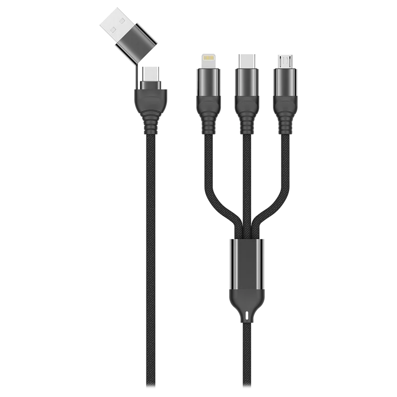 All in One USB Ladekabel - USB A / USB Type-C auf Micro-USB / 8-Pin (Lightning) / USB Type-C - 100 cm - schwarz