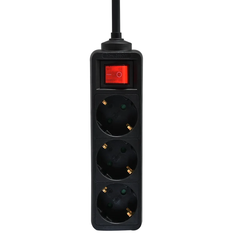 Steckdosenleiste 3-fach mit beleuchtetem Schalter - 16A - 3680W - 150cm - verschiedene Farben