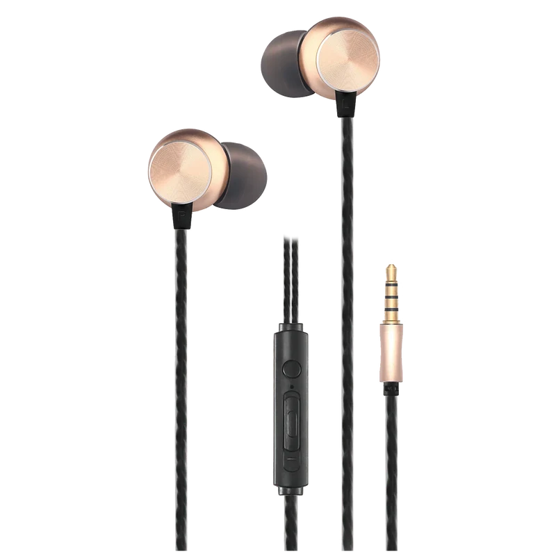 In-Ear Stereo-Headset "Deluxe" - Aluminium - Rufannahme - Lautstärkeregelung - Klinkenstecker