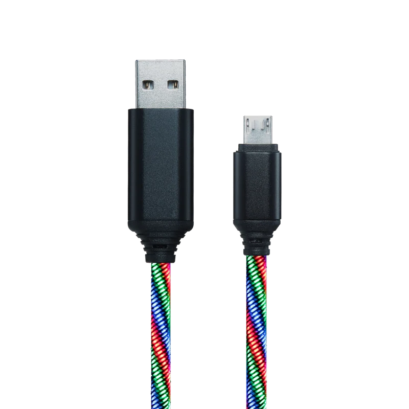 USB Datenkabel "Tricolor" - 3 Anschlussvarianten - 100 cm - grau mit dreifarbiger LED-Beleuchtung