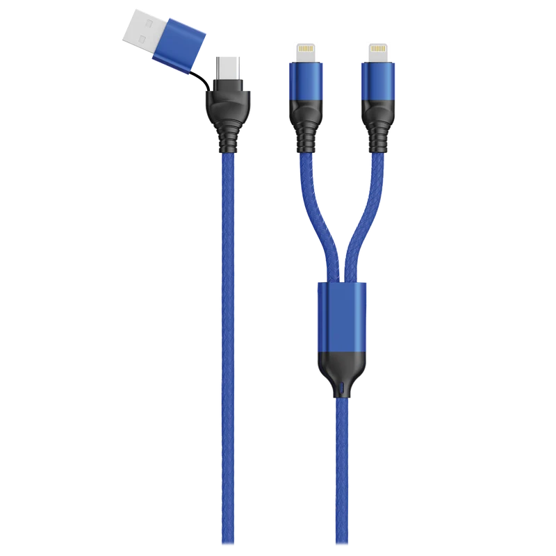 Duo USB Ladekabel - USB A / USB Type-C auf 2 x 8-Pin (Lightning) / USB Type-C - 120 cm - diverse Farben