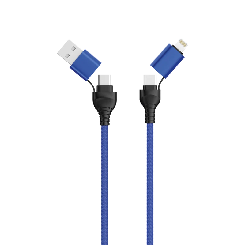 4 in 1 Multi Lade- & Datenkabel - USB A / USB Type-C auf 8-Pin (Lightning) / USB Type-C - verschiedene Längen - diverse Farben