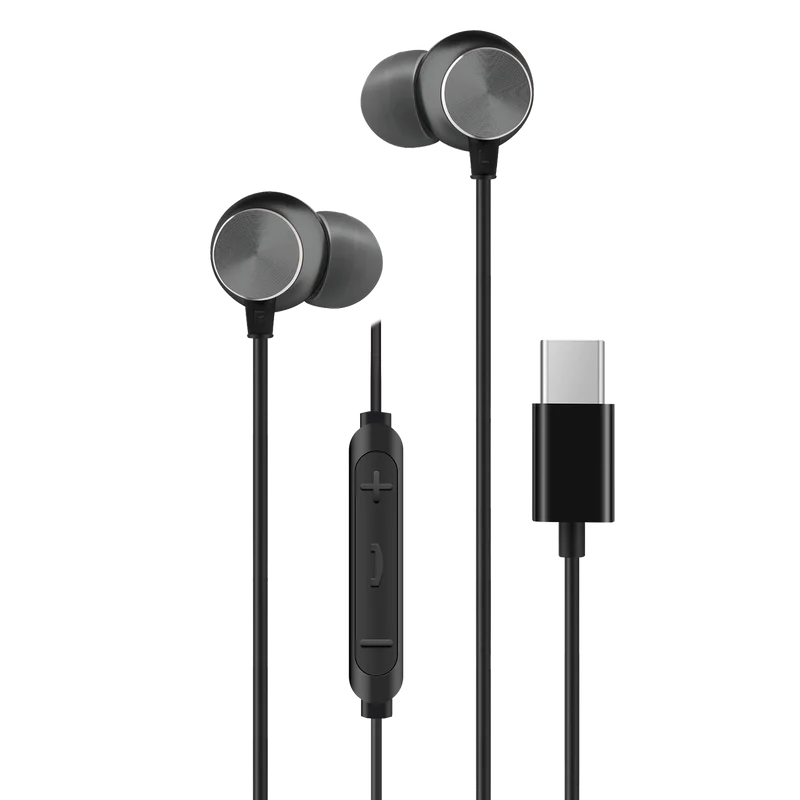 In-Ear-Headset "Deluxe" - Aluminium - Rufannahme - Lautstärkeregelung - USB Type-C