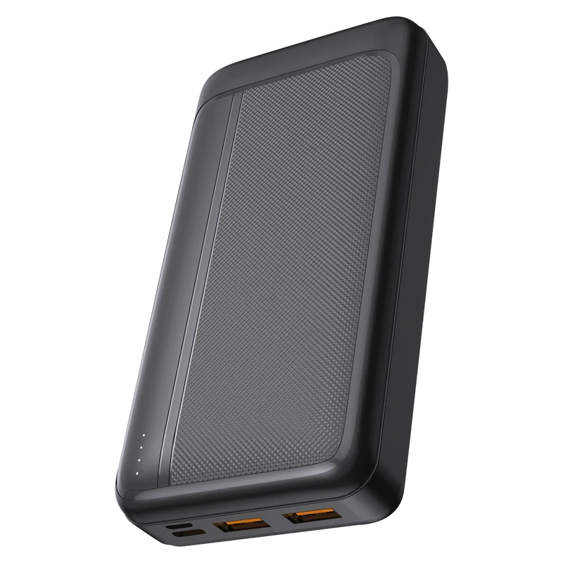 Powerbank Basic - verschiedene Kapazitäten - 2 x USB A - Status-LED - USB Type-C Kabel - schwarz