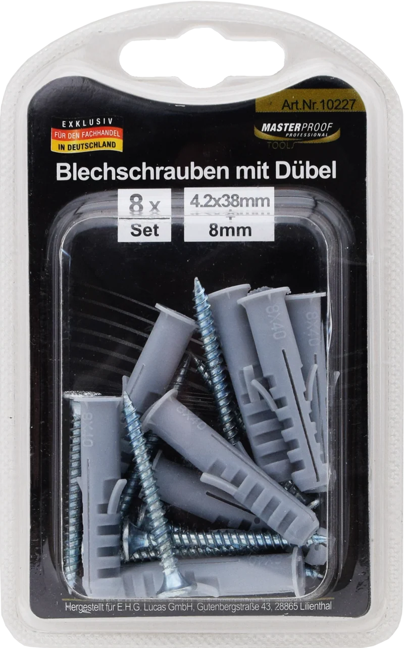 Blechschrauben 4 x 38 mm mit Dübel 8 mm