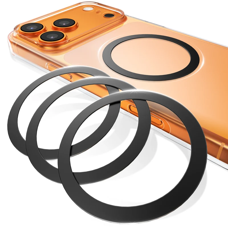 YOSH MagSafe Ring Sticker 4 Pack, Universal Adhesive Metal Ring for iPhone 17/16/15/14/13/12 Series, Samsung S26/S25, Google Pixel, Magnetic Ring for Phone Case, Support Wireless Charger, Black