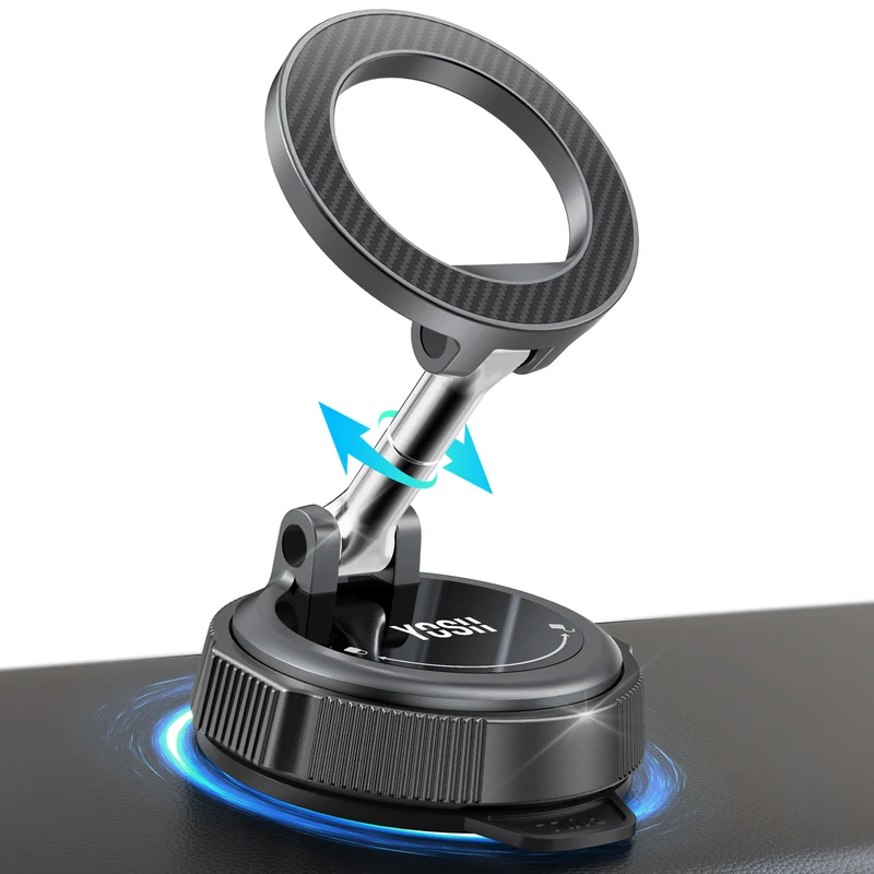 YOSH Magsafe Car Mount, Vacuum Magnetic Phone Holder for Cars [N56 Magnets & Stable Vacuum Suction], with 360° Rotating Foldable Arm for Dashboard & Windscreen, for iPhone 17-12 Samsung Pixel