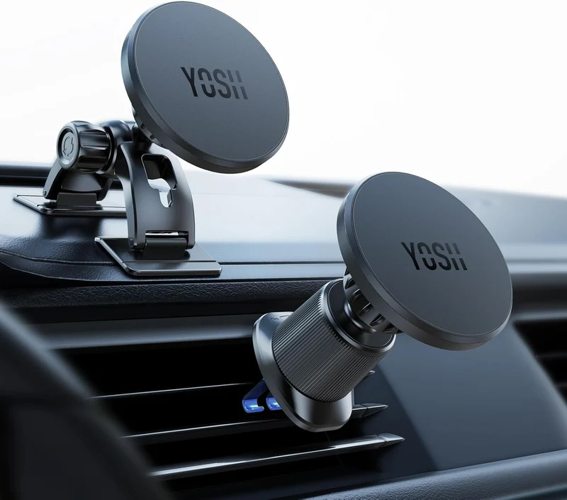 YOSH MagSafe Car Mount, Magnetic Phone Holder for Car Vent & Dashboard, Strong N55 Magnets for iPhone 17/16/15/14/13/12, No Metal Plate Needed